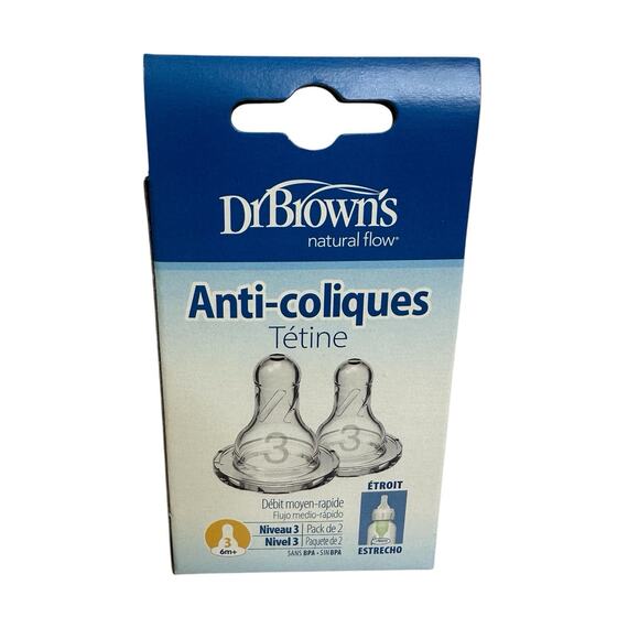 Dr Browns Narrow Medium Level 3 Flow Nipples 2 pack 6-9 Months Lot of 2 Packs - Picture 3 of 5
